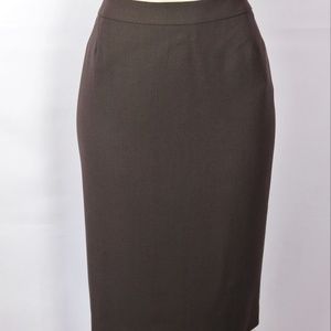 BRAND NEW WORTH BROWN WOOL CREPE PENCIL SKIRT 18